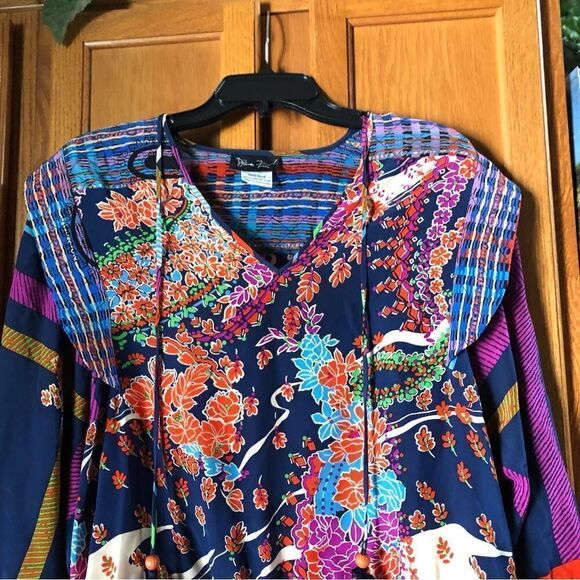 Vintage Diane Freis Beaded Multicolored Floral Silk Crop Top - M - Picture 3 of 11